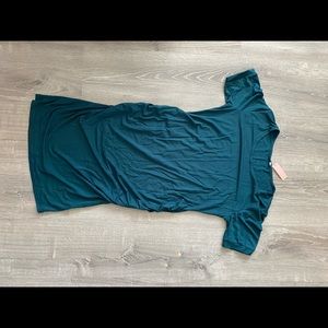 Emerald Green Maternity Dress with Side Ruching